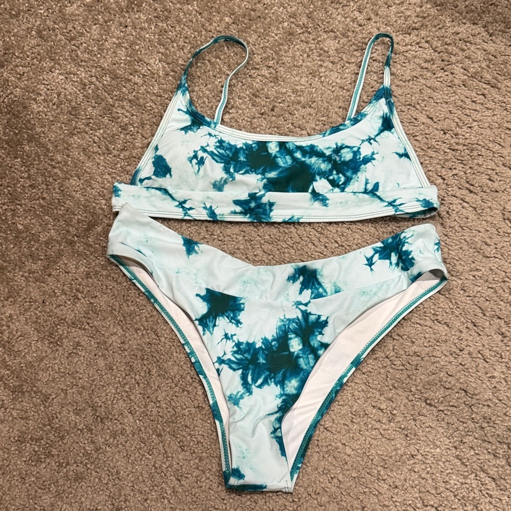 Blue Tie-Dye Bikini Set